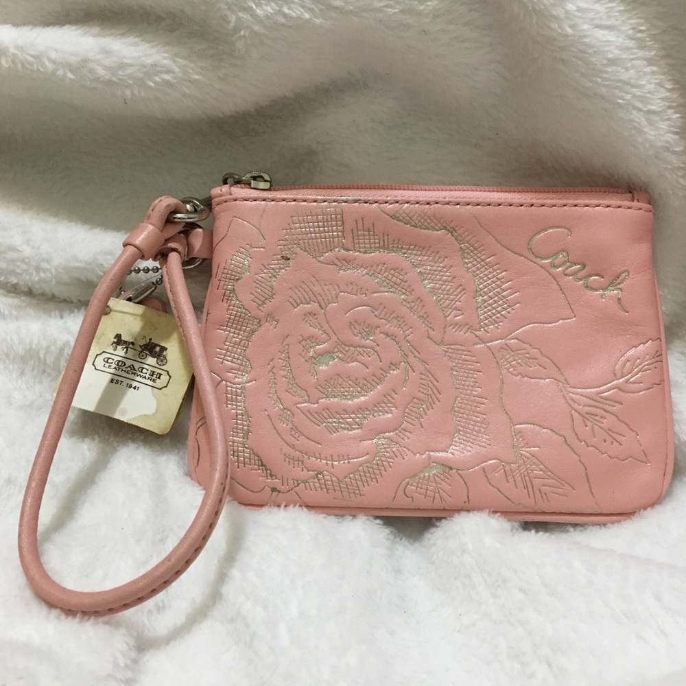 Brand: COACH | Leather Wristlet Pink Floral NWT